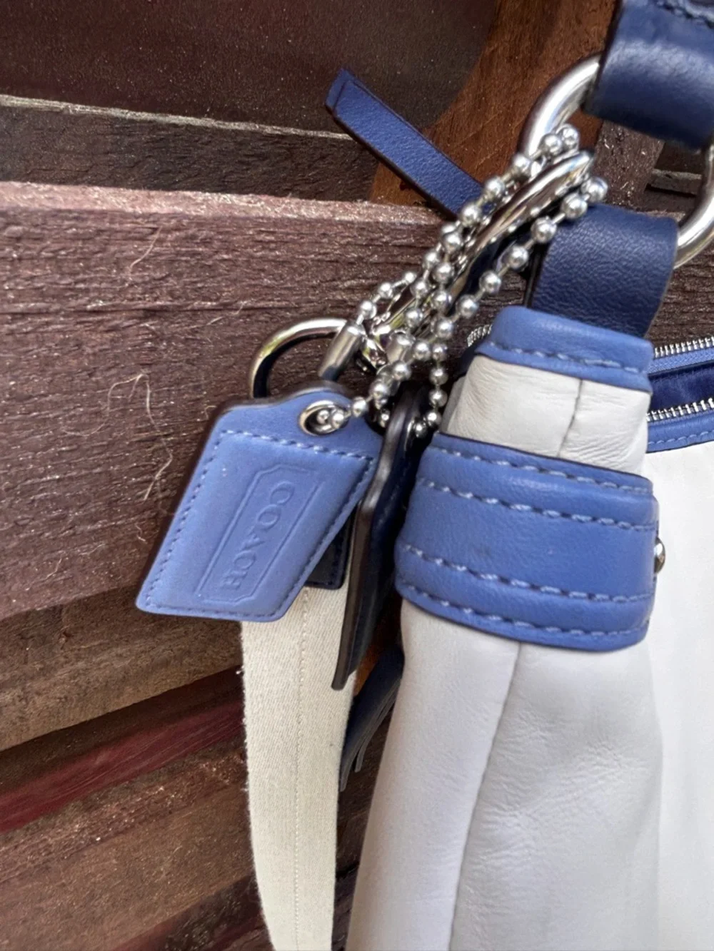 Coach Daisy Spectator ivory blue leather crossbody shoulder purse